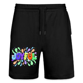 Glücklicher mehrfarbiger Tippfehler - Stanley/Stella Unisex Bio Joggingshorts Trainer  - Schwarz - Vorne - Nik (191cm) & Marisol (170cm)
