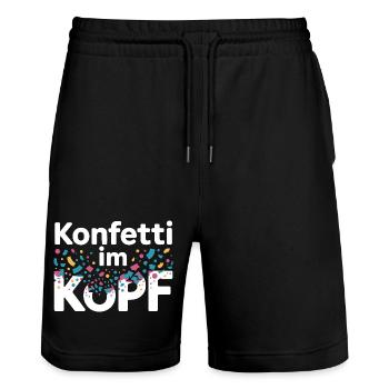 Konfetti Im Kopf Karneval Fasching Alaaf Kostüm - Stanley/Stella Unisex Bio Joggingshorts Trainer  - Schwarz - Vorne - Nik (191cm) & Marisol (170cm)