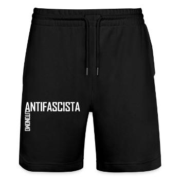 Autonomo Antifascista white - Stanley/Stella Unisex Bio Joggingshorts Trainer  - Schwarz - Vorne - Nik (191cm) & Marisol (170cm)