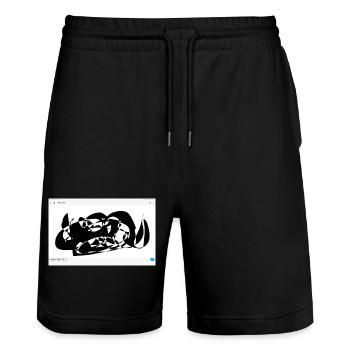 Schwarze Abstraktion Linienflug - Stanley/Stella Unisex Bio Joggingshorts Trainer  - Schwarz - Vorne - Nik (191cm) & Marisol (170cm)