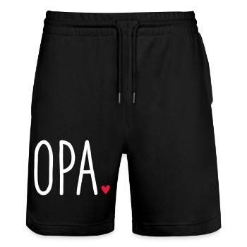 Opa ❤️ – Liebevolles Textdesign - Stanley/Stella Unisex Bio Joggingshorts Trainer  - Schwarz - Vorne - Nik (191cm) & Marisol (170cm)