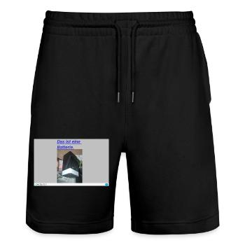 Batterie Textbild Retro UI - Stanley/Stella Unisex Bio Joggingshorts Trainer  - Schwarz - Vorne - Nik (191cm) & Marisol (170cm)