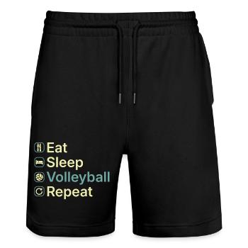 Eat Sleep Volleyball Repeat Funny Volleyball Gift - Stanley/Stella Trainer Unisex Organic Jogging Shorts - black - Front - Nik (191cm) & Marisol (170cm)