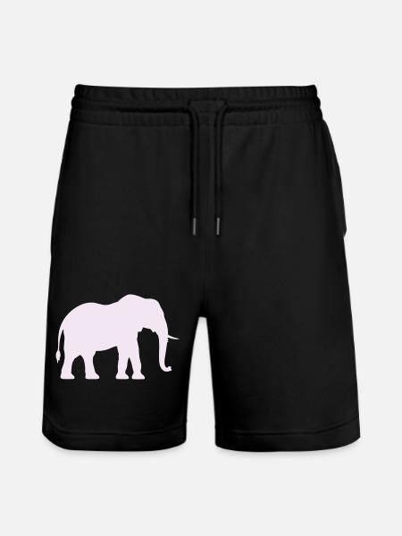 Elephant Silhouette Pastel Rose - Stanley/Stella Trainer Unisex Organic Jogging Shorts - black