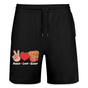 Boxer Hund - Stanley/Stella Unisex Bio Joggingshorts Trainer  - Schwarz - Vorne - Nik (191cm) & Marisol (170cm)