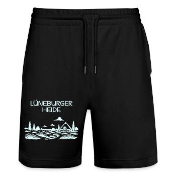 Lüneburger Heide - Stanley/Stella Unisex Bio Joggingshorts Trainer  - Schwarz - Vorne - Nik (191cm) & Marisol (170cm)