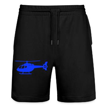 Silhouette d’hélicoptère bleu - Short de jogging bio TRAINER Stanley/Stella unisexe - noir - Devant - Nik (191cm) & Marisol (170cm)