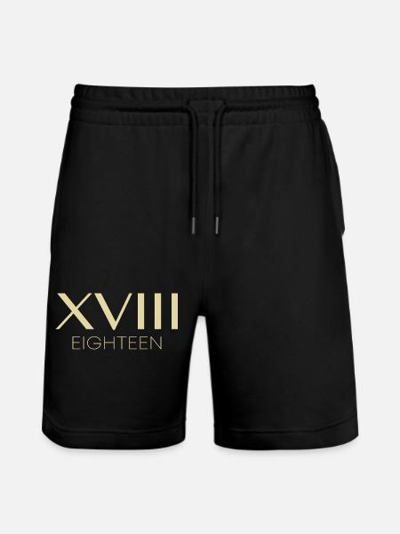 18th Birthday Gift Idea - Stanley/Stella Trainer Unisex Organic Jogging Shorts - black