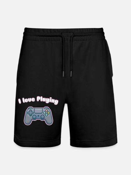 I Love Playing - Gaming Controller Design - Stanley/Stella Trainer Unisex Organic Jogging Shorts - black