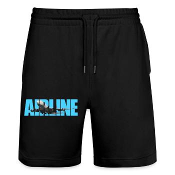 Airline Jumbo jet - Stanley/Stella Unisex Bio Joggingshorts Trainer  - Schwarz - Vorne - Nik (191cm) & Marisol (170cm)