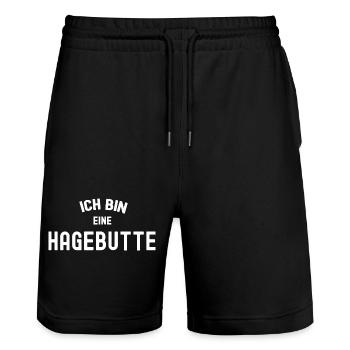 ICH BIN EINE HAGEBUTTE Karneval Kostüm Outfit  - Stanley/Stella Unisex Bio Joggingshorts Trainer  - Schwarz - Vorne - Nik (191cm) & Marisol (170cm)