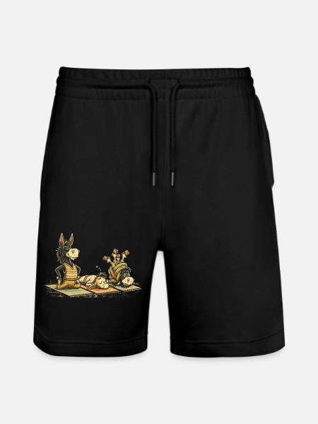 Yoga Crew Donkey Funny Design - Stanley/Stella Trainer Unisex Organic Jogging Shorts - black
