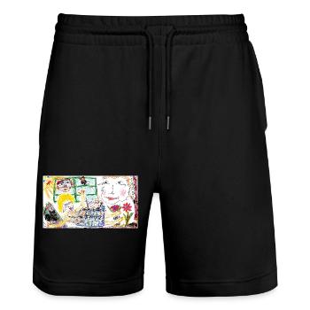 Famille - Short de jogging bio TRAINER Stanley/Stella unisexe - noir - Devant - Nik (191cm) & Marisol (170cm)