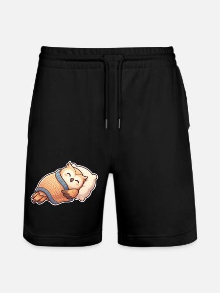Owl Sleeping - Stanley/Stella Trainer Unisex Organic Jogging Shorts - black