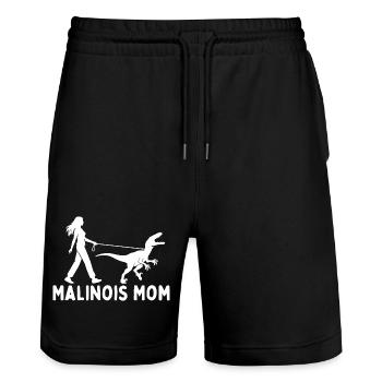 Maman Malinois Propriétaire du berger belge - Short de jogging bio TRAINER Stanley/Stella unisexe - noir - Devant - Nik (191cm) & Marisol (170cm)