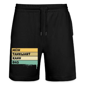 Handwerker Tankwart - Stanley/Stella Unisex Bio Joggingshorts Trainer  - Schwarz - Vorne - Nik (191cm) & Marisol (170cm)