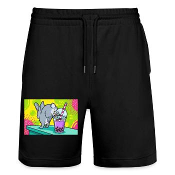 Bubble Tea Boba Drôle de Lapin mignon - Short de jogging bio TRAINER Stanley/Stella unisexe - noir - Devant - Nik (191cm) & Marisol (170cm)