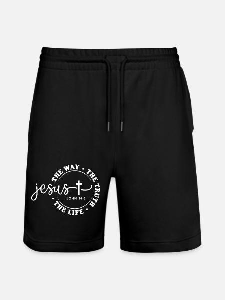 Jeesus Tie Totuus Elämän piiri Suunnittelu Usko Jumala - Stanley/Stella Trainer unisex luomu-collegeshortsit - musta