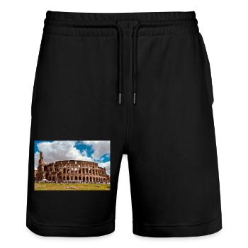 Colosseum in Sunshine - Stanley/Stella Trainer Unisex Organic Jogging Shorts - black - Front - Nik (191cm) & Marisol (170cm)