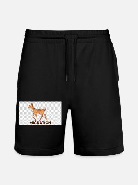 Migration deer illustration - Stanley/Stella Trainer Unisex Organic Jogging Shorts - black