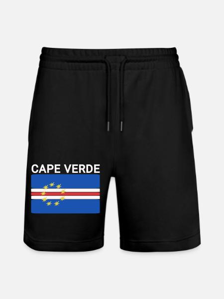 Cape Verde Flag Country Map - Stanley/Stella Trainer Unisex Organic Jogging Shorts - black