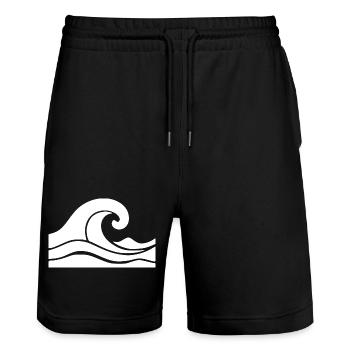 Wave Minimal Sea Beach Holiday Gift - Stanley/Stella Trainer Unisex Organic Jogging Shorts - black - Front - Nik (191cm) & Marisol (170cm)