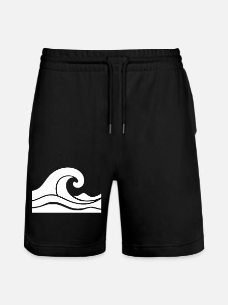 Wave Minimal Sea Beach Holiday Gift - Stanley/Stella Trainer Unisex Organic Jogging Shorts - black