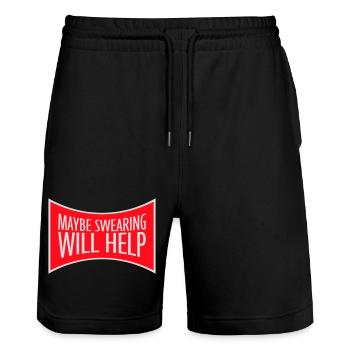 Maybe Swearing Will Help Sarkastisch Spruch Grafik - Stanley/Stella Unisex Bio Joggingshorts Trainer  - Schwarz - Vorne - Nik (191cm) & Marisol (170cm)