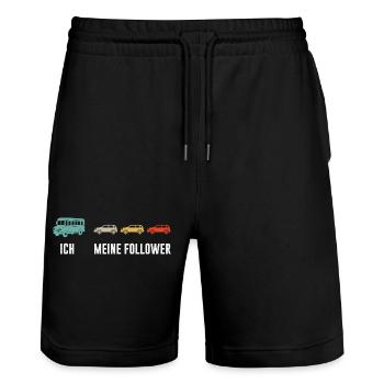 Busfahrer Und Meine Follower - Stanley/Stella Unisex Bio Joggingshorts Trainer  - Schwarz - Vorne - Nik (191cm) & Marisol (170cm)