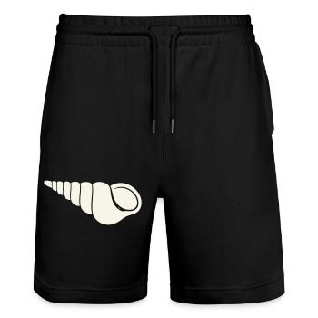 Coastal spiral shell sketch - Stanley/Stella Trainer Unisex Organic Jogging Shorts - black - Front - Nik (191cm) & Marisol (170cm)