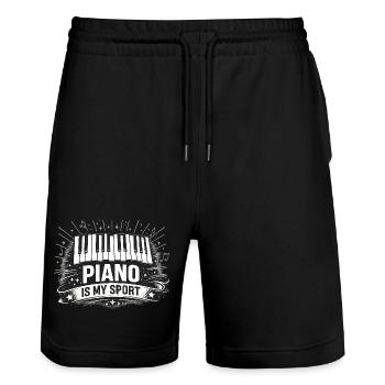 Funny Piano Gift for Pianist and Teacher - Stanley/Stella Trainer Unisex Organic Jogging Shorts - black - Front - Nik (191cm) & Marisol (170cm)
