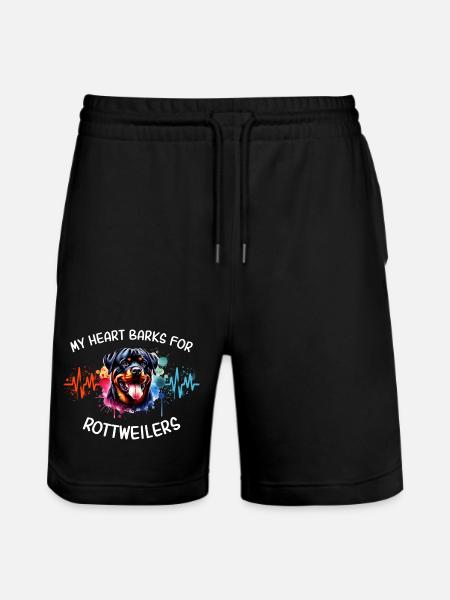 Rottweiler Heart Line - Stanley/Stella Trainer Unisex Organic Jogging Shorts - black
