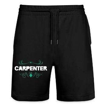 Carpenter Ornament Wood Crafts - Stanley/Stella Trainer Unisex Organic Jogging Shorts - black - Front - Nik (191cm) & Marisol (170cm)