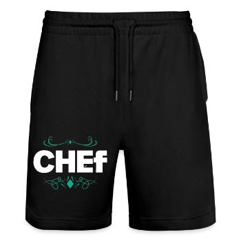 Logo du chef aux lignes ornementales élégantes - Short de jogging bio TRAINER Stanley/Stella unisexe - noir - Devant - Nik (191cm) & Marisol (170cm)