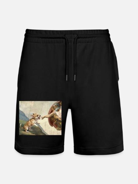 Dog God Hand Chihuahua Dogs meme - Stanley/Stella Trainer Unisex Organic Jogging Shorts - black