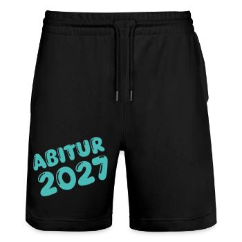 Abitur 2027 Retro Typography - Stanley/Stella Trainer Unisex Organic Jogging Shorts - black - Front - Nik (191cm) & Marisol (170cm)