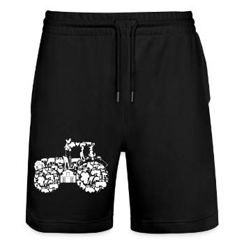 Silhouette du tracteur - Short de jogging bio TRAINER Stanley/Stella unisexe - noir - Devant - Nik (191cm) & Marisol (170cm)