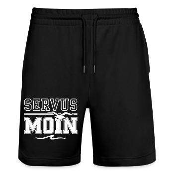 Servus Moin mer du Nord Vague côtière de mouette - Short de jogging bio TRAINER Stanley/Stella unisexe - noir - Devant - Nik (191cm) & Marisol (170cm)