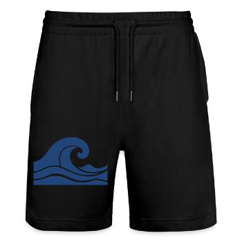 Wave Minimal Sea Beach Holiday Gift - Stanley/Stella Trainer Unisex Organic Jogging Shorts - black - Front - Nik (191cm) & Marisol (170cm)