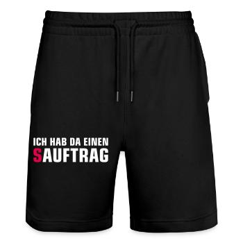 Single Status Minimalist T-Shirt - Stanley/Stella Unisex Bio Joggingshorts Trainer  - Schwarz - Vorne - Nik (191cm) & Marisol (170cm)