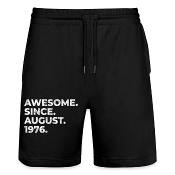 Awesome since August 1976 Geburtstag Geschenk - Stanley/Stella Unisex Bio Joggingshorts Trainer  - Schwarz - Vorne - Nik (191cm) & Marisol (170cm)