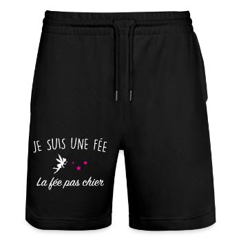 Je Suis Une Fee La Fee Pas Chier T-Shirt Cadeau... - Short de jogging bio TRAINER Stanley/Stella unisexe - noir - Devant - Nik (191cm) & Marisol (170cm)