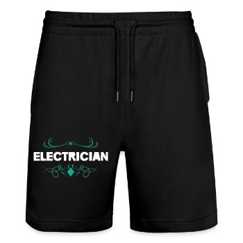 Design d’ornements d’électricien en sarcelle - Short de jogging bio TRAINER Stanley/Stella unisexe - noir - Devant - Nik (191cm) & Marisol (170cm)