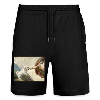 Dog God Hand Maltese Dogs meme - Stanley/Stella Trainer Unisex Organic Jogging Shorts - black - Front - Nik (191cm) & Marisol (170cm)