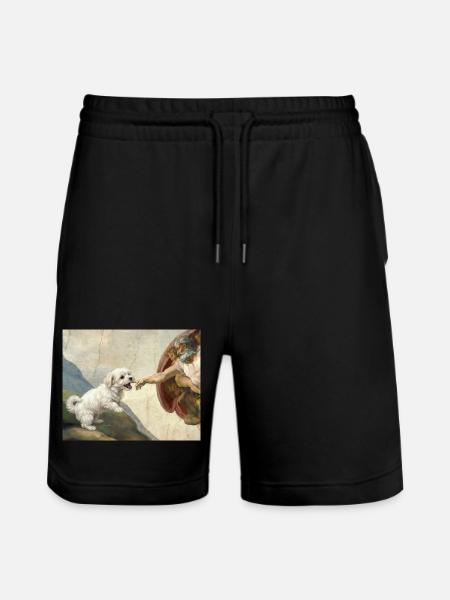 Dog God Hand Maltese Dogs meme - Stanley/Stella Trainer Unisex Organic Jogging Shorts - black