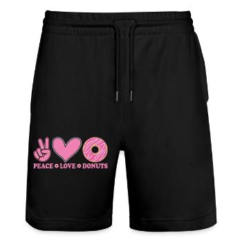 Beignets Paix et Amour - Short de jogging bio TRAINER Stanley/Stella unisexe - noir - Devant - Nik (191cm) & Marisol (170cm)