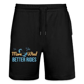 Plus de vent, de meilleures attractions – T-shirt de kitesurf - Short de jogging bio TRAINER Stanley/Stella unisexe - noir - Devant - Nik (191cm) & Marisol (170cm)