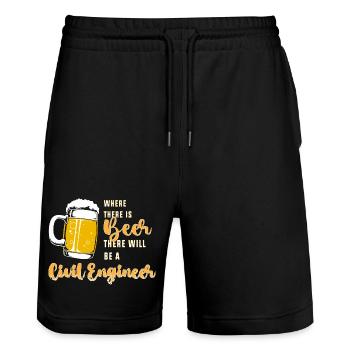 Civil Engineer Construction Site Construction Worker - Stanley/Stella Trainer Unisex Organic Jogging Shorts - black - Front - Nik (191cm) & Marisol (170cm)