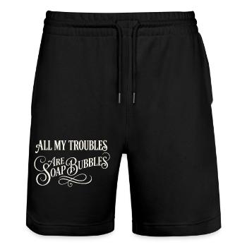All My Troubles Are Soap Bubbles - Stanley/Stella Trainer Unisex Organic Jogging Shorts - black - Front - Nik (191cm) & Marisol (170cm)
