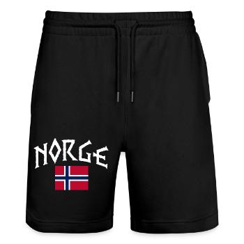 Vacances en Norvège dans les fjords de Norge Voyage en Scandinavie - Short de jogging bio TRAINER Stanley/Stella unisexe - noir - Devant - Nik (191cm) & Marisol (170cm)
